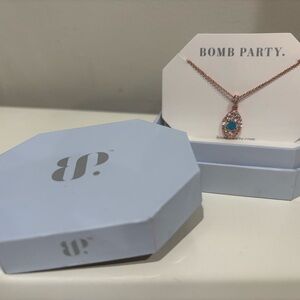 Bomb Party Rose Gold Necklace with Blue Quartz